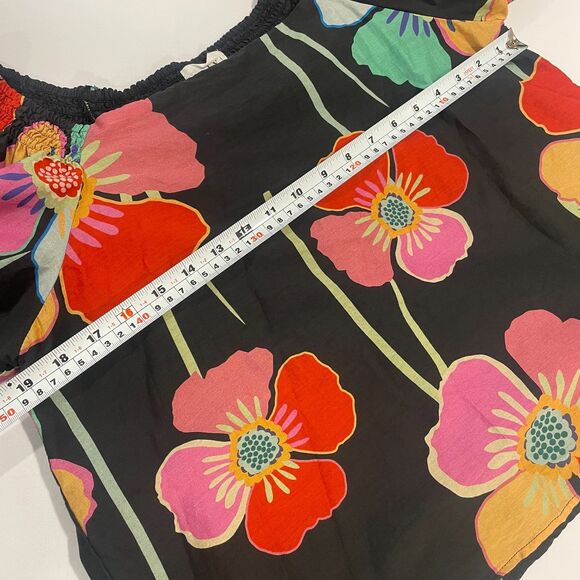 ~ Sm "Velvet by Graham & Spencer" Blouse Floral Puff Sleeve Cotton Silk Lined - Picture 7 of 16